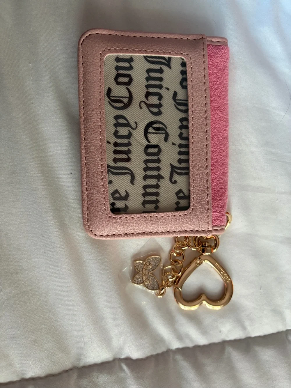 Juicy Couture Pink Cardholder with Gold Heart Charm